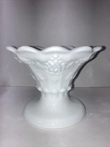 Westmoreland Milk Glass Paneled Grape Vase or Console Bowl Candle