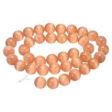 38pcs Orange Cat's Eye Stone Beads 10mm Round Crystal Loose Bead