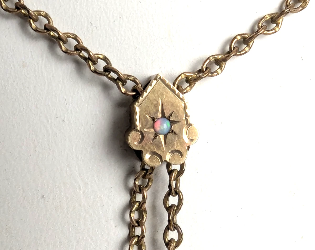Antique Victorian Lady\'s Pocketwatch Chain w/ Slide B&D Victorian Era Black Enamel Slide Lariat Necklace main image 4