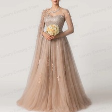 Shiny Evening Dresses A Line Sweetheart Shiny Shawl Prom Gowns Fashion Fluffy