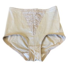 SEARS Ivory High Waisted Sheer Nylon Shaper Girdle Panties Large 22051 nude Lace