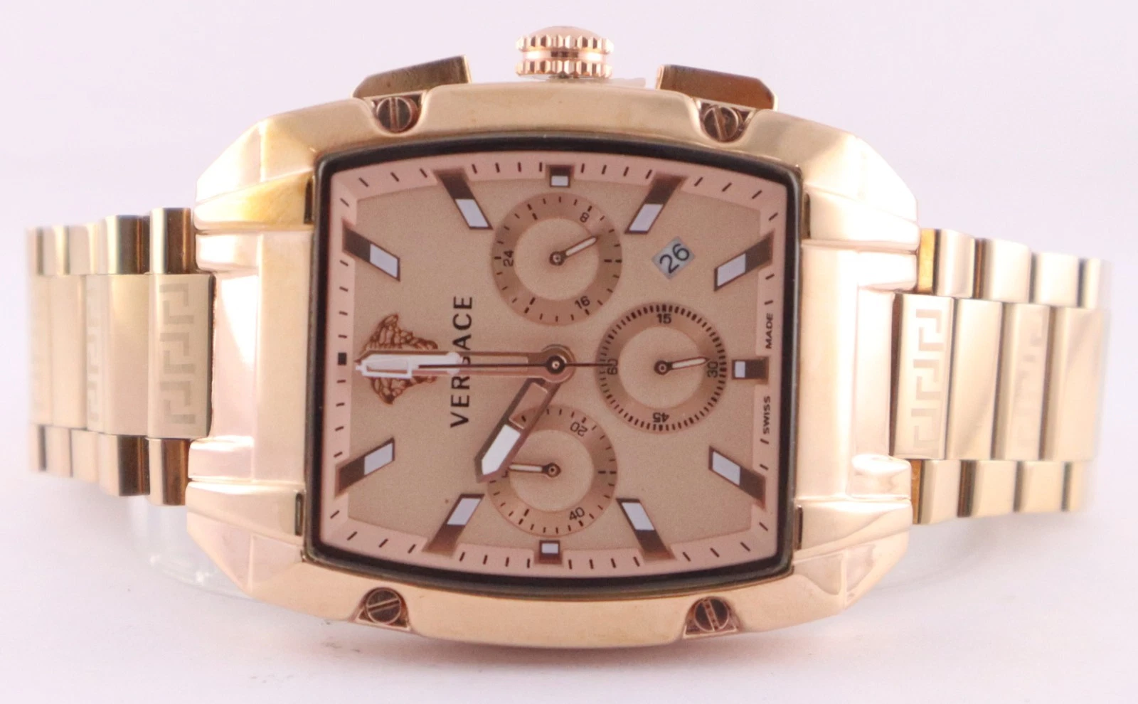 Orologio da polso uomo quarzo cronografo lusso Versace quadrante oro rosa "Stay Punctual"