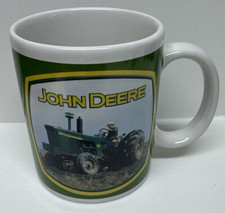 Vintage John Deere Tractor Ceramic Coffee Mug Green Farm Equipment Collectible