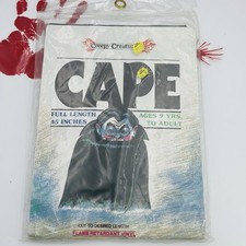 Creepy Creatures Halloween Black Vampire Cape Adult Vinyl 45  