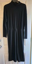 OLD NAVY Stretch Rib Knit Dress - M - Mock Neck, Long Slvs, Elast. Waist, Vented
