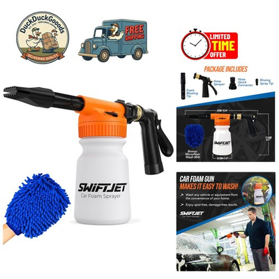#ad Ultimate Car Wash Kit: Foam Gun Microfiber Mitt and Garden Hose Attachment $67.97