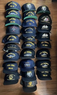 27 Vintage Caps US Made USS Navy Military Hats RESELLERS lot Most Never Worn
