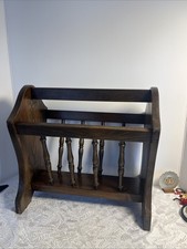 Vintage American Style Spindle Wood Magazine Record Rack Stand Holder 16x15