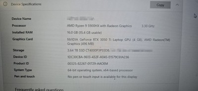 asus rog strix g713 Ryzen 9 5900hx