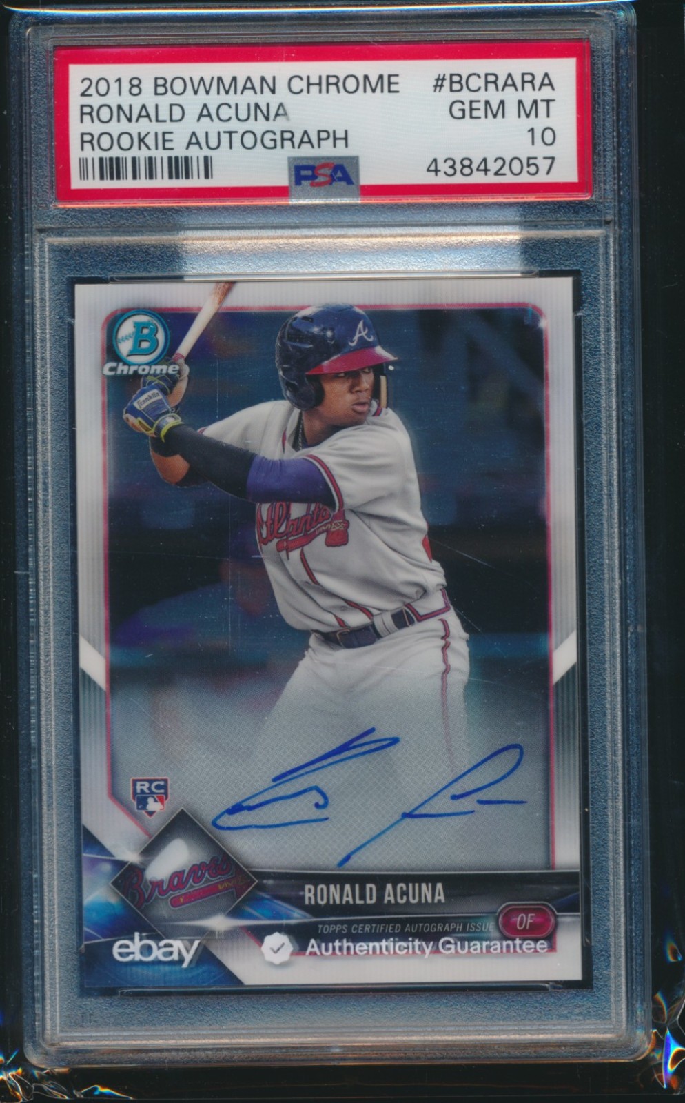 PSA 10 RONALD ACUNA JR AUTO 2018 Bowman Chrome Rookie Autograph Card RC GEM MINT
