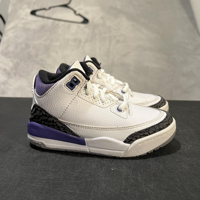 #ad Air Jordan 3 Retro Dark Iris Shoes Youth Size 11C White Purple DM0966 105 $39.89