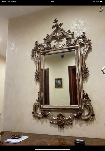 Specchio Antico Stile Barocco Legno Dorato Intagliato '900 Originale - Foto 2 di 7