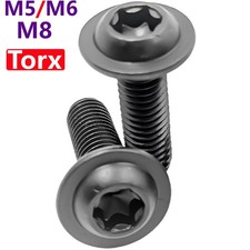 Image of M5 M6 M8 Black Stainless Steel Torx Socket Flanged Button Hexalobula Head Screws