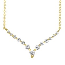 Ladies Necklace 0.25ct Natural Round Diamond 14k Yellow Gold