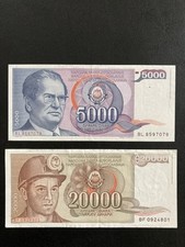 Pair of Banknotes from Yugoslavia 1985 1987