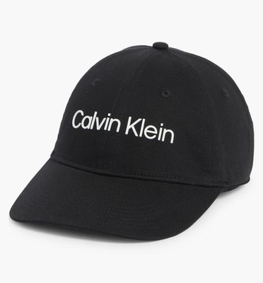 CALVIN KLEIN Rubberized Logo Baseball Cap Hat Black/White CKMC523912C-001 NEW