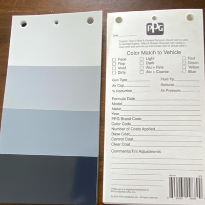 PPG Vehicle Color Match Sprayout Cards