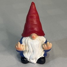 Statua in ceramica figura gnomo da giardino 5" dito medio flip off umorismo novità