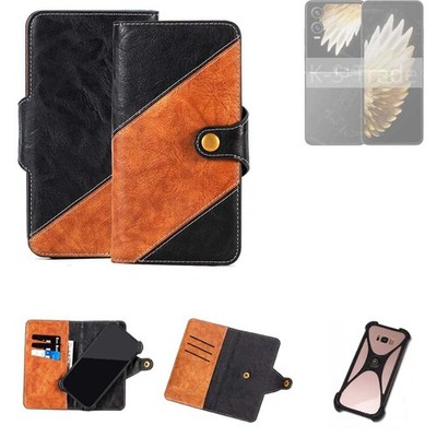 Handy Hülle für Tecno Phantom V Flip2 Wallet Case Cover Smartphone Schwarz Bra