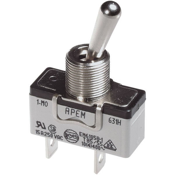 APEM Toggle Switch, DPST, On-On 250V, 15A