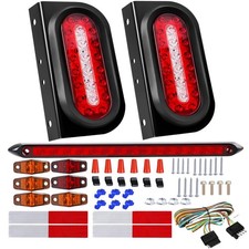 6inch Oval Trailer Lights Led Kit w/Backup Reverse, Red/White 22LED Trailer L...