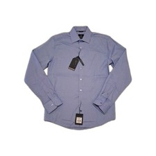 Ben Sherman Men  s Slim Fit Button Up Shirt Small Stretch Blue Long Sleeve Top
