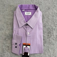 NEW Duchamp London Men's 18.5 XXL Slim Fit Dress Shirt Stretch Cotton Purple