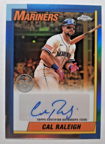 Cal Raleigh #90CUA-CR 2025 Topps Chrome Update 1990 Autograph card