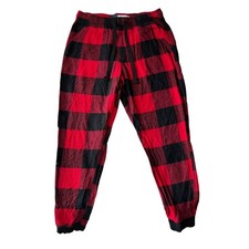 Old Navy Women Sleepwear Pajama Pants size M Tall Red  Black Plaid 100 Cotton