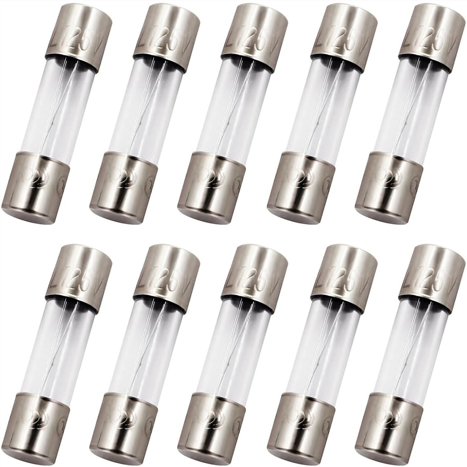 10 Pack F5AL Fast-Blow Fuse 5A 5Amp 125V Glass Fuses 0.2 X 0.78 Inch / 5 X 20 Mm