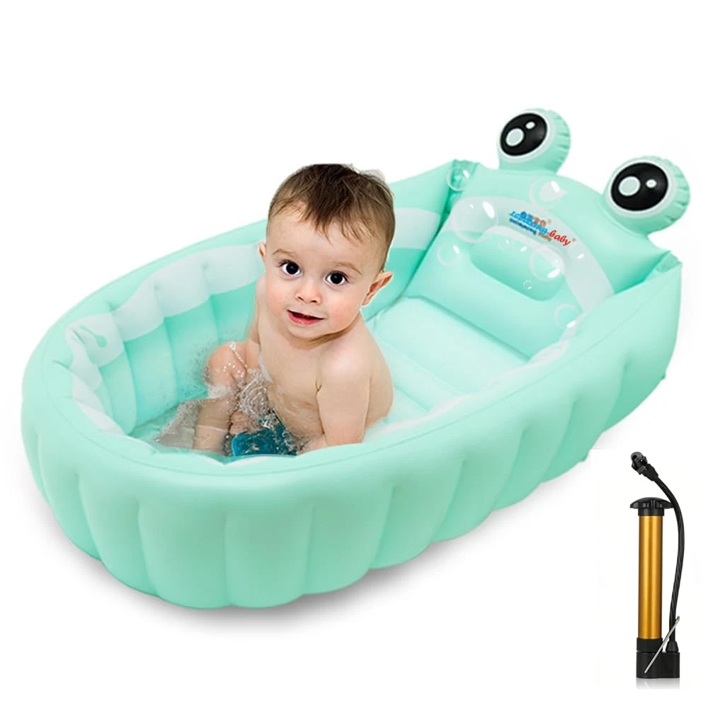 Inflatable Baby Bathtub,Newborn to Toddler Bath Tub with Built-in Air Pump,Po...