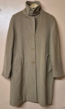 Max Mara Trench Coat Camel Tan Virgin Wool Lined Pockets Heavy Classic Size 14