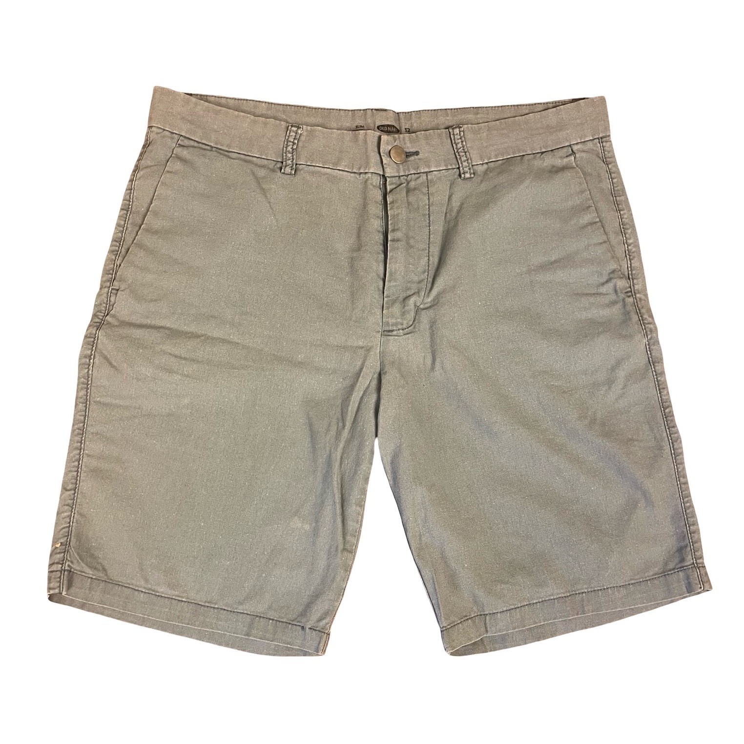 Old Navy Mens Slim Linen Blend Short Olive Green  32 Casual Summer Flat Front
