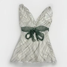 Max Studio 100% Silk Babydoll Top Blouse Tie Waist Soft Sheer Fairy Womens Sz XS