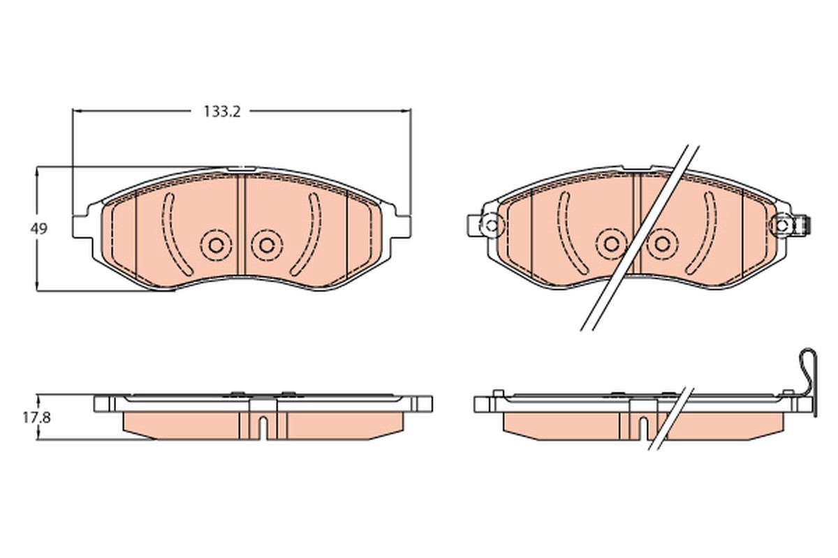 Front TRW-OE GDB3634 Brake Pad Set, disc brake for CHEVROLET,DAEWOO,ZAZ