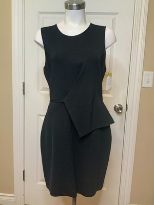 Alexander Wang Black Half Peplum Sleeveless Cocktail Sheath Dress, Size Large