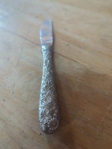 S Kirk & Sons Sterling Silver REPOUSSE Butter Spreader Knife 6 1/4" Long Stieff