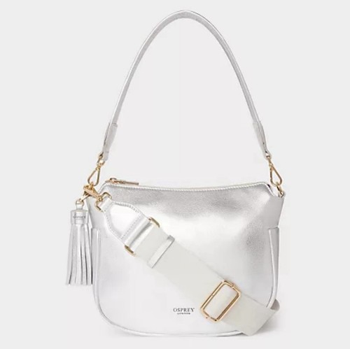 Osprey London Santana Leather Multiway Bag - Silver Metallic - RRP £195 - Picture 1 of 2