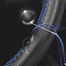 15 Inch Car Steering Wheel Cover Turning Leather Trunk Blue Protector Wrap Kit 15 Inch Car Steering Wheel Cover Turning Leather Trunk Blue Protector Wrap Kit