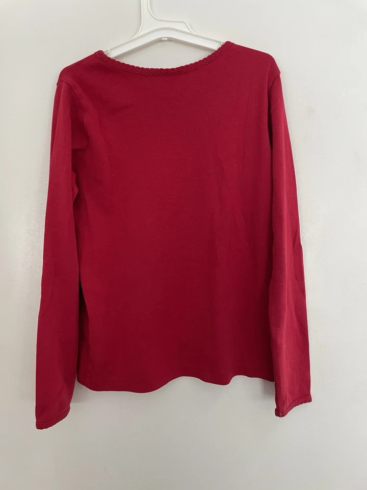 Camiseta Hanna Andersson Niño Niña Roja Sólida 100% Algodón Pima Cuello Redondo Manga Larga 10 Foto 4 de 4