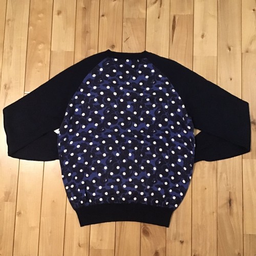 BAPE DOT camo knit sweater navy A Bathing Ape Size M - Picture 2 of 7