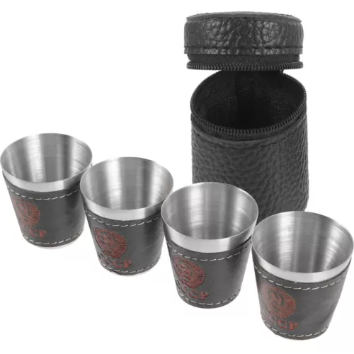 Stainless Steel Cups Set Drinkware Mug Glass Camping Metal Portable Drink Cups