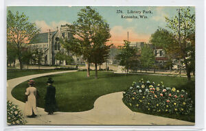 kenosha park postcard wisconsin 1910c library lincoln wi