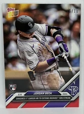 2024 Topps Now #196 Jordan Beck RC Colorado Rockies RED Parallel 06/10 SP