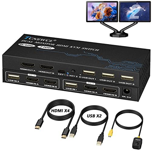 HDMI KVM Switch Dual Monitor 2 porte, 4K @ 60Hz KVM Commutatore 2 in 2 (l9e)
