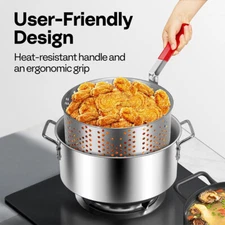 Aluminum Fish Fryer Pot w/ Basket 10QT Deep Frying Pot for Chicken Fries Chips