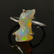 Ethiopian Opal Rough Ring, 925 Sterling Silver Ring, Women Ring, Gift For Her