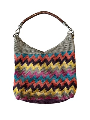 The Sak Crochet Rainbow Multicolored Chevron Large Fully  display picture 2