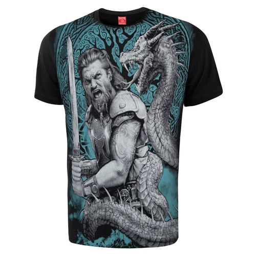 T-Shirt Valhalla Nordic Division Drakar Viking Warrior Odin Thor Wiking Vikings