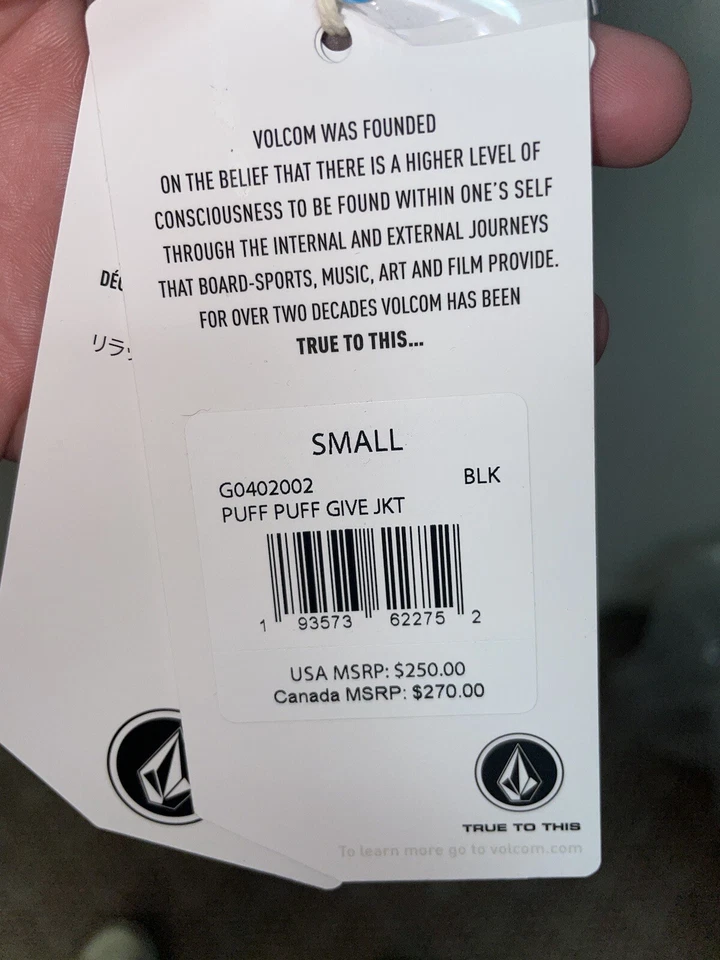 MENS VOLCOM PUFF PUFF GIVE JACKET SIZE SMALL #ML4 - Image 3 of 4